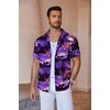 image:imageCOOFANDY Mens Linen Shirts Short Sleeve Casual Shirts Button Down Shirt for Men Beach Summer Wedding ShirtSunsetblue Purple