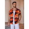 image:imageCOOFANDY Mens Linen Shirts Short Sleeve Casual Shirts Button Down Shirt for Men Beach Summer Wedding ShirtSunsetred