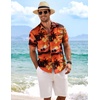 image:imageCOOFANDY Mens Linen Shirts Short Sleeve Casual Shirts Button Down Shirt for Men Beach Summer Wedding ShirtSunsetred