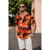 image:imageCOOFANDY Mens Linen Shirts Short Sleeve Casual Shirts Button Down Shirt for Men Beach Summer Wedding ShirtSunsetred