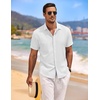 image:imageCOOFANDY Mens Linen Shirts Short Sleeve Casual Shirts Button Down Shirt for Men Beach Summer Wedding ShirtWhiteall White