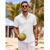 image:imageCOOFANDY Mens Linen Shirts Short Sleeve Casual Shirts Button Down Shirt for Men Beach Summer Wedding ShirtWhiteall White