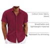 image:imageCOOFANDY Mens Linen Shirts Short Sleeve Casual Shirts Button Down Shirt for Men Beach Summer Wedding ShirtWine Red