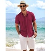 image:imageCOOFANDY Mens Linen Shirts Short Sleeve Casual Shirts Button Down Shirt for Men Beach Summer Wedding ShirtWine Red