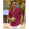 image:imageCOOFANDY Mens Linen Shirts Short Sleeve Casual Shirts Button Down Shirt for Men Beach Summer Wedding ShirtWine Red