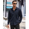 image:imageCOOFANDY Mens Long Sleeve Button Down Shirts Wrinkle Free Untucked Shirts Casual Dress Shirt for MenDark Blue