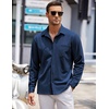image:imageCOOFANDY Mens Long Sleeve Button Down Shirts Wrinkle Free Untucked Shirts Casual Dress Shirt for MenNavy Blue