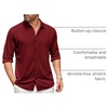image:imageCOOFANDY Mens Long Sleeve Dress Shirt Casual Button Down Shirts Wrinkle Free Untucked ShirtWine Red