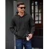 image:imageCOOFANDY Mens Long Sleeve Hooded Sweatshirt Casual Lightweight Hoodies Pullover Textured Drawstring Hoodie with Kanga PocketBlack