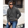 image:imageCOOFANDY Mens Long Sleeve Hooded Sweatshirt Casual Lightweight Hoodies Pullover Textured Drawstring Hoodie with Kanga PocketDark Gray