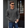 image:imageCOOFANDY Mens Long Sleeve Hooded Sweatshirt Casual Lightweight Hoodies Pullover Textured Drawstring Hoodie with Kanga PocketDark Gray