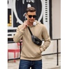 image:imageCOOFANDY Mens Long Sleeve Hooded Sweatshirt Casual Lightweight Hoodies Pullover Textured Drawstring Hoodie with Kanga PocketKhaki