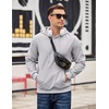 image:imageCOOFANDY Mens Long Sleeve Hooded Sweatshirt Casual Lightweight Hoodies Pullover Textured Drawstring Hoodie with Kanga PocketLight Gray