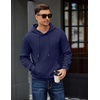 image:imageCOOFANDY Mens Long Sleeve Hooded Sweatshirt Casual Lightweight Hoodies Pullover Textured Drawstring Hoodie with Kanga PocketNavy Blue
