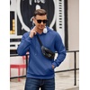 image:imageCOOFANDY Mens Long Sleeve Hooded Sweatshirt Casual Lightweight Hoodies Pullover Textured Drawstring Hoodie with Kanga PocketRoyal Blue