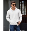 image:imageCOOFANDY Mens Long Sleeve Hooded Sweatshirt Casual Lightweight Hoodies Pullover Textured Drawstring Hoodie with Kanga PocketWhite