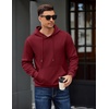 image:imageCOOFANDY Mens Long Sleeve Hooded Sweatshirt Casual Lightweight Hoodies Pullover Textured Drawstring Hoodie with Kanga PocketWine Red