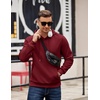 image:imageCOOFANDY Mens Long Sleeve Hooded Sweatshirt Casual Lightweight Hoodies Pullover Textured Drawstring Hoodie with Kanga PocketWine Red