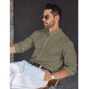 image:imageCOOFANDY Mens Long Sleeve Oxford Dress Shirts Button Down Shirt Casual Band Collar ShirtsArmy Green