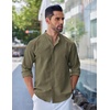 image:imageCOOFANDY Mens Long Sleeve Oxford Dress Shirts Button Down Shirt Casual Band Collar ShirtsArmy Green