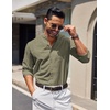 image:imageCOOFANDY Mens Long Sleeve Oxford Dress Shirts Button Down Shirt Casual Band Collar ShirtsArmy Green