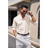 image:imageCOOFANDY Mens Long Sleeve Oxford Dress Shirts Button Down Shirt Casual Band Collar ShirtsBeige