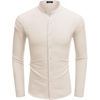 image:imageCOOFANDY Mens Long Sleeve Oxford Dress Shirts Button Down Shirt Casual Band Collar ShirtsBeige