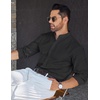 image:imageCOOFANDY Mens Long Sleeve Oxford Dress Shirts Button Down Shirt Casual Band Collar ShirtsBlack