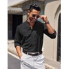 image:imageCOOFANDY Mens Long Sleeve Oxford Dress Shirts Button Down Shirt Casual Band Collar ShirtsBlack