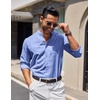 image:imageCOOFANDY Mens Long Sleeve Oxford Dress Shirts Button Down Shirt Casual Band Collar ShirtsBlue