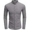 image:imageCOOFANDY Mens Long Sleeve Oxford Dress Shirts Button Down Shirt Casual Band Collar ShirtsDark Grey