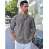 image:imageCOOFANDY Mens Long Sleeve Oxford Dress Shirts Button Down Shirt Casual Band Collar ShirtsDark Grey