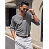 image:imageCOOFANDY Mens Long Sleeve Oxford Dress Shirts Button Down Shirt Casual Band Collar ShirtsDark Grey