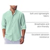 image:imageCOOFANDY Mens Long Sleeve Oxford Dress Shirts Button Down Shirt Casual Band Collar ShirtsIce Green