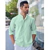 image:imageCOOFANDY Mens Long Sleeve Oxford Dress Shirts Button Down Shirt Casual Band Collar ShirtsIce Green