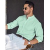 image:imageCOOFANDY Mens Long Sleeve Oxford Dress Shirts Button Down Shirt Casual Band Collar ShirtsIce Green