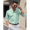 image:imageCOOFANDY Mens Long Sleeve Oxford Dress Shirts Button Down Shirt Casual Band Collar ShirtsIce Green