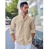 image:imageCOOFANDY Mens Long Sleeve Oxford Dress Shirts Button Down Shirt Casual Band Collar ShirtsKhaki