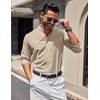 image:imageCOOFANDY Mens Long Sleeve Oxford Dress Shirts Button Down Shirt Casual Band Collar ShirtsKhaki