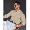 image:imageCOOFANDY Mens Long Sleeve Oxford Dress Shirts Button Down Shirt Casual Band Collar ShirtsKhaki