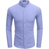 image:imageCOOFANDY Mens Long Sleeve Oxford Dress Shirts Button Down Shirt Casual Band Collar ShirtsLight Blue