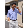 image:imageCOOFANDY Mens Long Sleeve Oxford Dress Shirts Button Down Shirt Casual Band Collar ShirtsLight Blue