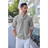 image:imageCOOFANDY Mens Long Sleeve Oxford Dress Shirts Button Down Shirt Casual Band Collar ShirtsLight Grey