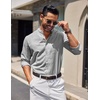 image:imageCOOFANDY Mens Long Sleeve Oxford Dress Shirts Button Down Shirt Casual Band Collar ShirtsLight Grey