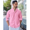 image:imageCOOFANDY Mens Long Sleeve Oxford Dress Shirts Button Down Shirt Casual Band Collar ShirtsPink
