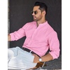 image:imageCOOFANDY Mens Long Sleeve Oxford Dress Shirts Button Down Shirt Casual Band Collar ShirtsPink
