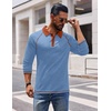 image:imageCOOFANDY Mens Long Sleeve Polo Shirts Casual Button Collared Shirts Raglan Golf T ShirtBlue