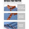 image:imageCOOFANDY Mens Long Sleeve Polo Shirts Casual Button Collared Shirts Raglan Golf T ShirtBlue