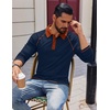 image:imageCOOFANDY Mens Long Sleeve Polo Shirts Casual Button Collared Shirts Raglan Golf T ShirtNavy Blue