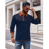 image:imageCOOFANDY Mens Long Sleeve Polo Shirts Casual Button Collared Shirts Raglan Golf T ShirtNavy Blue